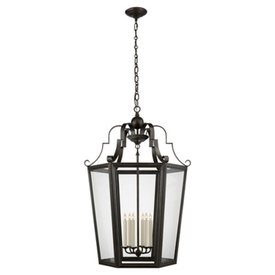 Francoise XL Lantern in Aged Iron with Clear Glass